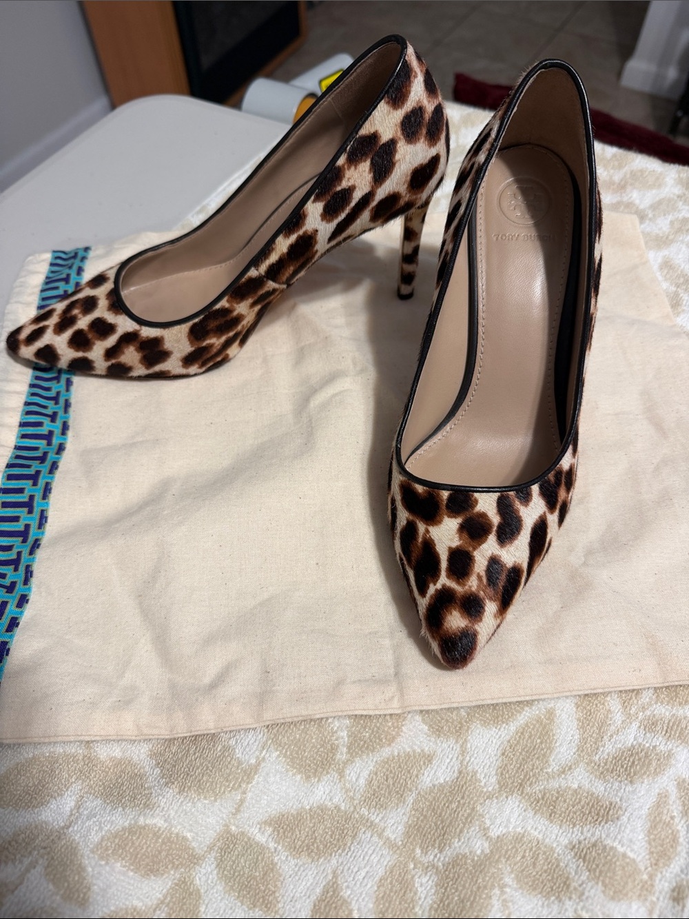Tory Burch Leopard-Print Pointed Toe Stiletto Heels